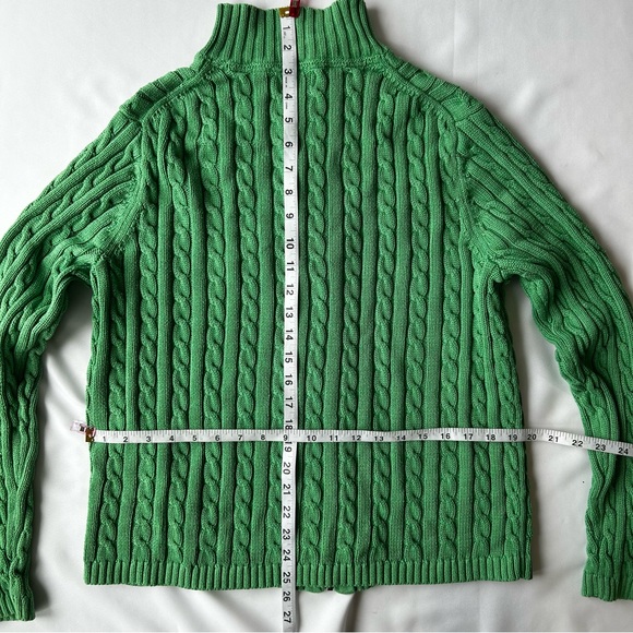 Women’s 100% Cotton Green Cable Knit Sweater - Picture 5 of 5